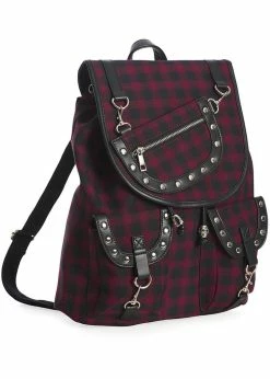 Banned Yami Check Backpack Burgundy -Pretty Retro Sales banned BG7152 yamy backpack burgundy 1 1024x1024