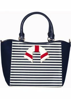 Banned Nautical Striped 50's Bag Navy Blue