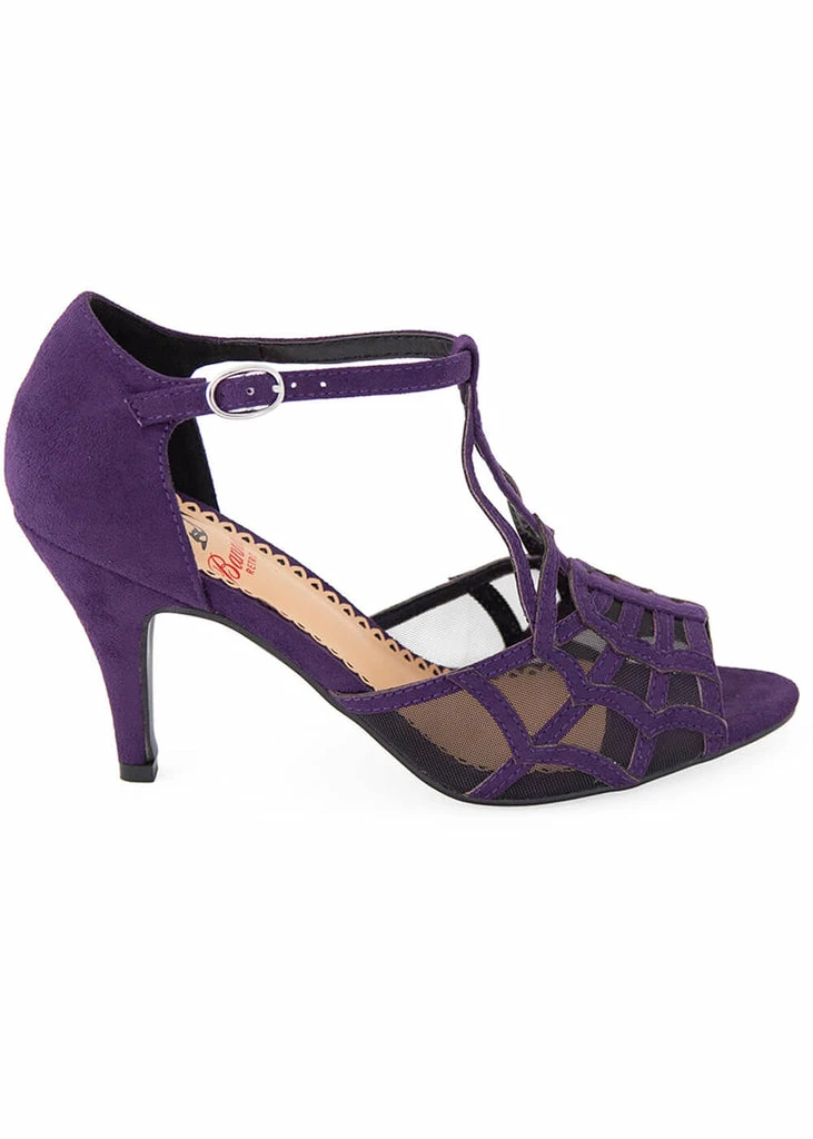 Banned Black Widow Spiderweb 50's Pumps Purple 4 Banned Black Widow Spiderweb 50's Pumps Purple - Image 2