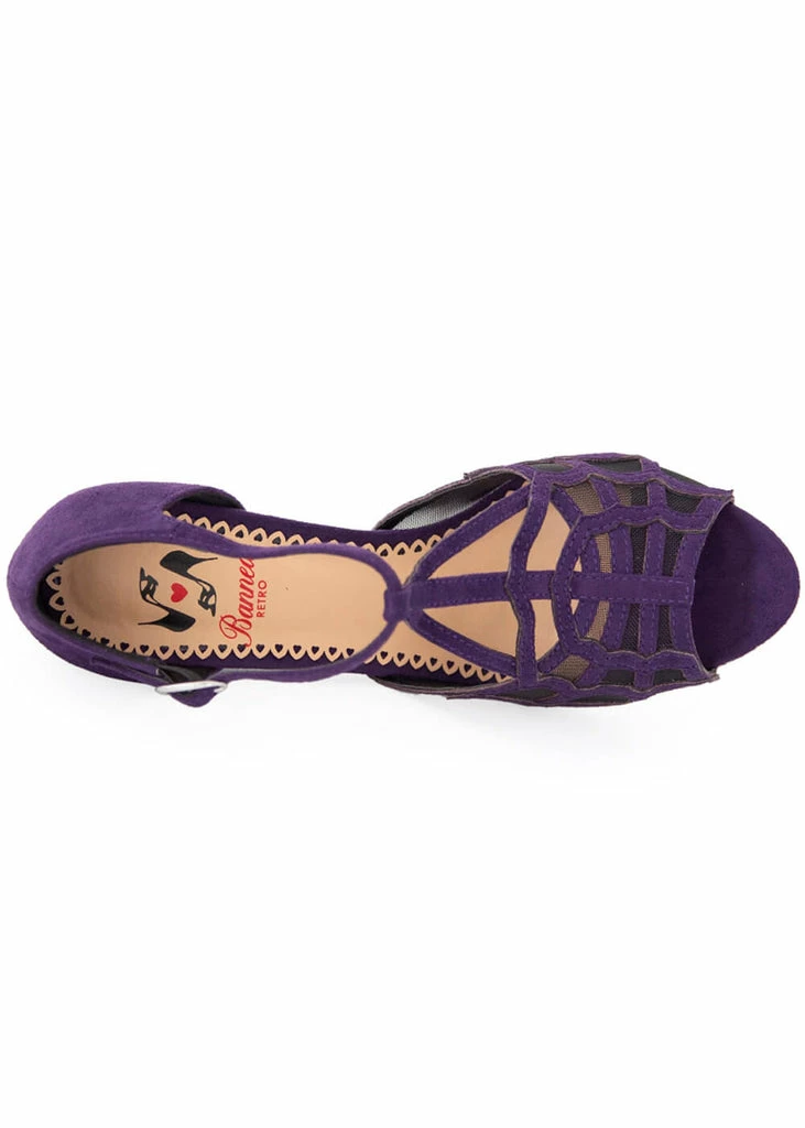 Banned Black Widow Spiderweb 50's Pumps Purple 6 Banned Black Widow Spiderweb 50's Pumps Purple - Image 4