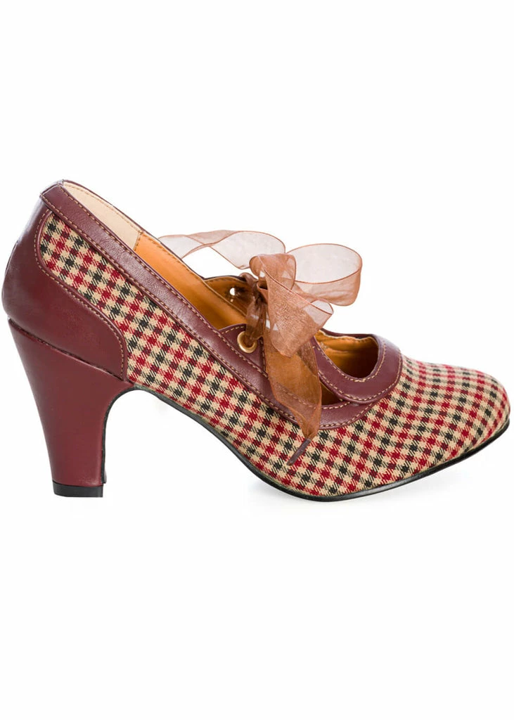 Banned Uptown Girl Check 40's Pumps Brown 5 Banned Uptown Girl Check 40's Pumps Brown - Image 3