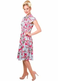 Banned Last Dance Cherry Blossom 50's Swing Dress Blue -Pretty Retro Sales banned dbn5043 last dance blossom swing dress blue 1 1024x1024