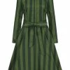 Collectif Mara Garden Stripes 40's Swing Dress Green