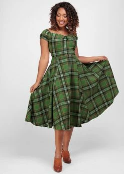 Collectif Dolores Dales Check 50's Swing Dress Green 8 Collectif Dolores Dales Check 50's Swing Dress Green -Pretty Retro Sales collectif AW210807C dolores dales swing dress grn 4 5582e49c ccf3 44c6 987c 8a6678d58c61 1024x1024