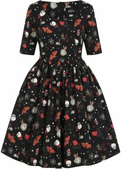 Collectif Amber-Lea Witches Garden 50's Swing Dress Black