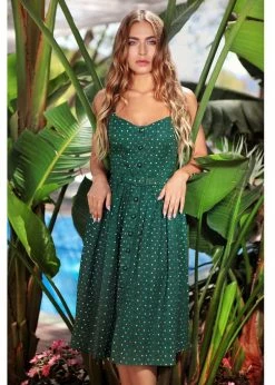 Collectif Jemima Polkadot 50's Swing Dress Green