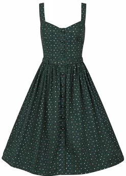 Collectif Jemima Polkadot 50's Swing Dress Green -Pretty Retro Sales collectif SS200819B jemima polkadot dress grn 5 1024x1024