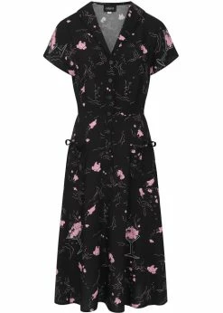 Collectif Liza Tipsy Elephants 50's Swing Dress Black