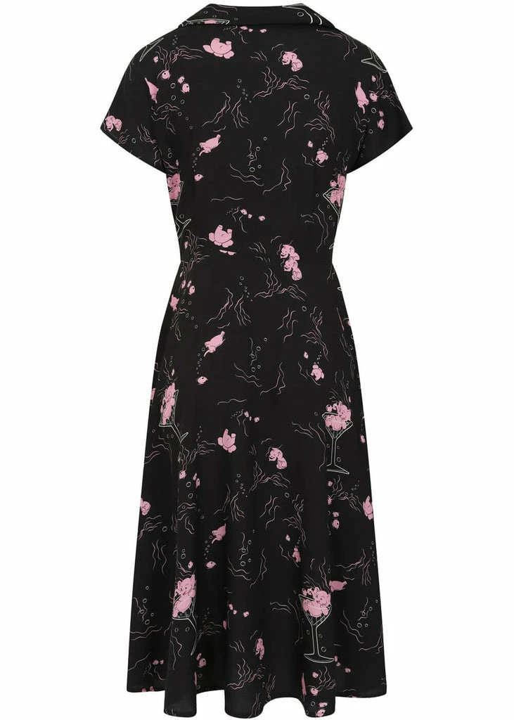 Collectif Liza Tipsy Elephants 50's Swing Dress Black 5 Collectif Liza Tipsy Elephants 50's Swing Dress Black - Image 3