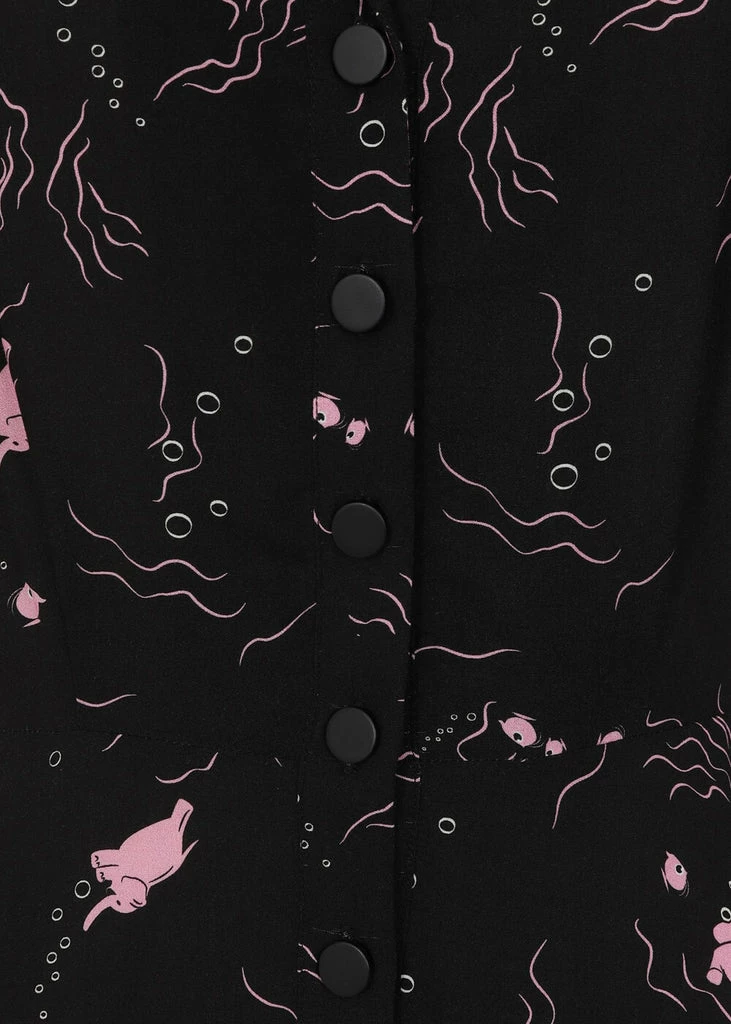 Collectif Liza Tipsy Elephants 50's Swing Dress Black 4 Collectif Liza Tipsy Elephants 50's Swing Dress Black - Image 2