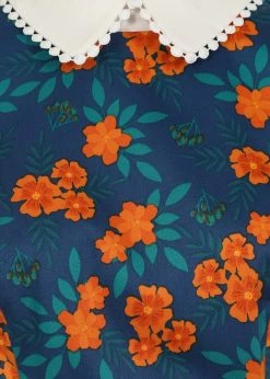 Collectif Peta Flora 50's Swing Dress Navy -Pretty Retro Sales collectif SS210853A peta flora swing dress nav 2 1024x1024
