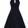 Collectif Hadley 50's Swing Dress Navy -Pretty Retro Sales collectif VSS190810A hadley plain swing dress navy 2 1024x1024