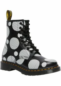 Dr. Martens 1460 Polka Dot Leather Boots Black White