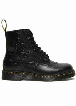 Dr. Martens 1460 Flame Smooth Leather Boots Black -Pretty Retro Sales dr martens 27028001 1460 flames smooth black 10 1024x1024