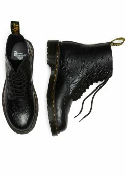 Dr. Martens 1460 Flame Smooth Leather Boots Black -Pretty Retro Sales dr martens 27028001 1460 flames smooth black 11 1024x1024