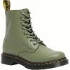 Dr. Martens 1460 Pascal Virginia Soft Leather Boots Khaki Green -Pretty Retro Sales dr martens 27641384 1460 1460 pascal virginia khaki grn 5 1024x1024