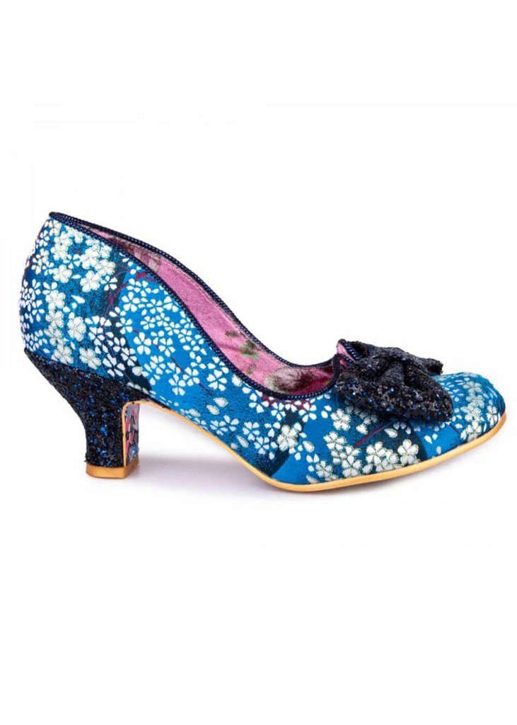 Irregular Choice Dazzle Razzle Floral 40's Pumps Blue - Image 3
