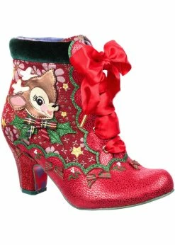 Irregular Choice Christmas Reindeer Ride Boots Red