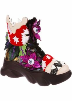 Irregular Choice Halloween Ghoulish Garden Sneakers Petrol Black