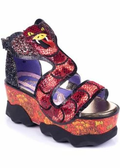 Irregular Choice Jellie Snake Plateau Sandals Red