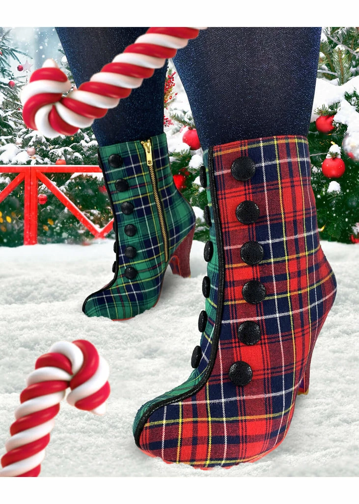 Irregular Choice Cosy Drink Tartan Boots Green Red 4 Irregular Choice Cosy Drink Tartan Boots Green Red - Image 2