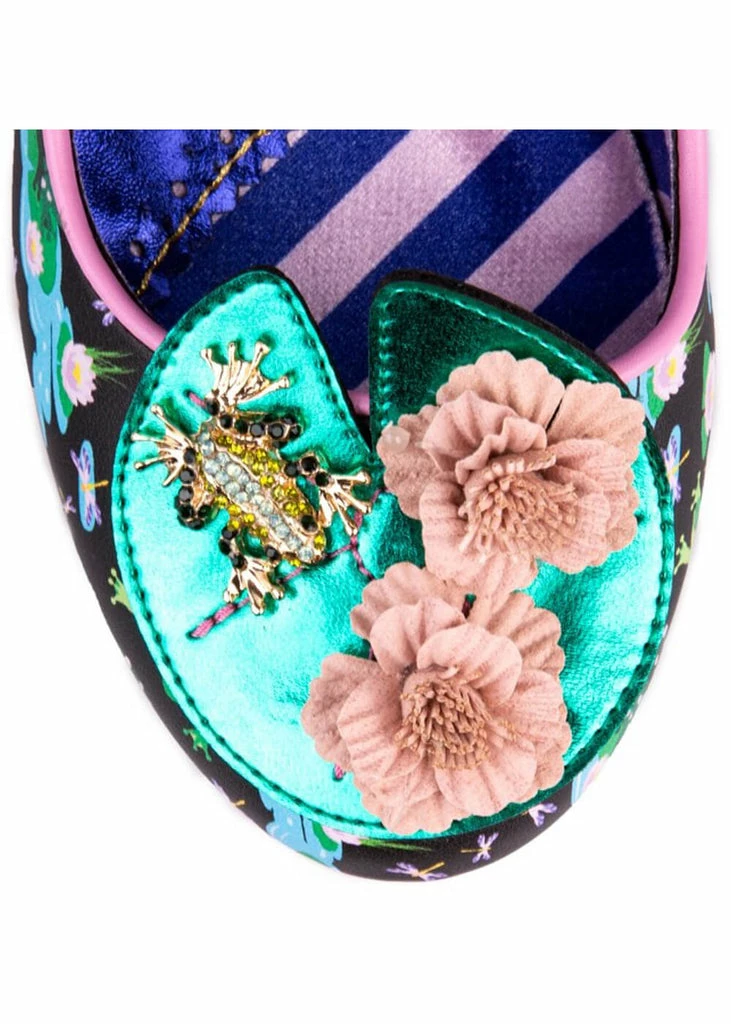 Irregular Choice Lilypond Frog 60's Block Heel Pumps Black 4 Irregular Choice Lilypond Frog 60's Block Heel Pumps Black - Image 2