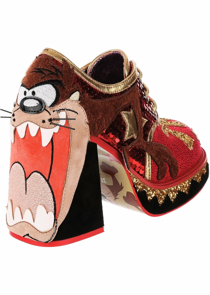 Irregular Choice X Looney Tunes Tazmanian Whirlwind Pumps Brown 3 Irregular Choice X Looney Tunes Tazmanian Whirlwind Pumps Brown