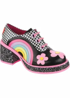 Irregular Choice Rainbows And Love 60's Platform Pumps Black