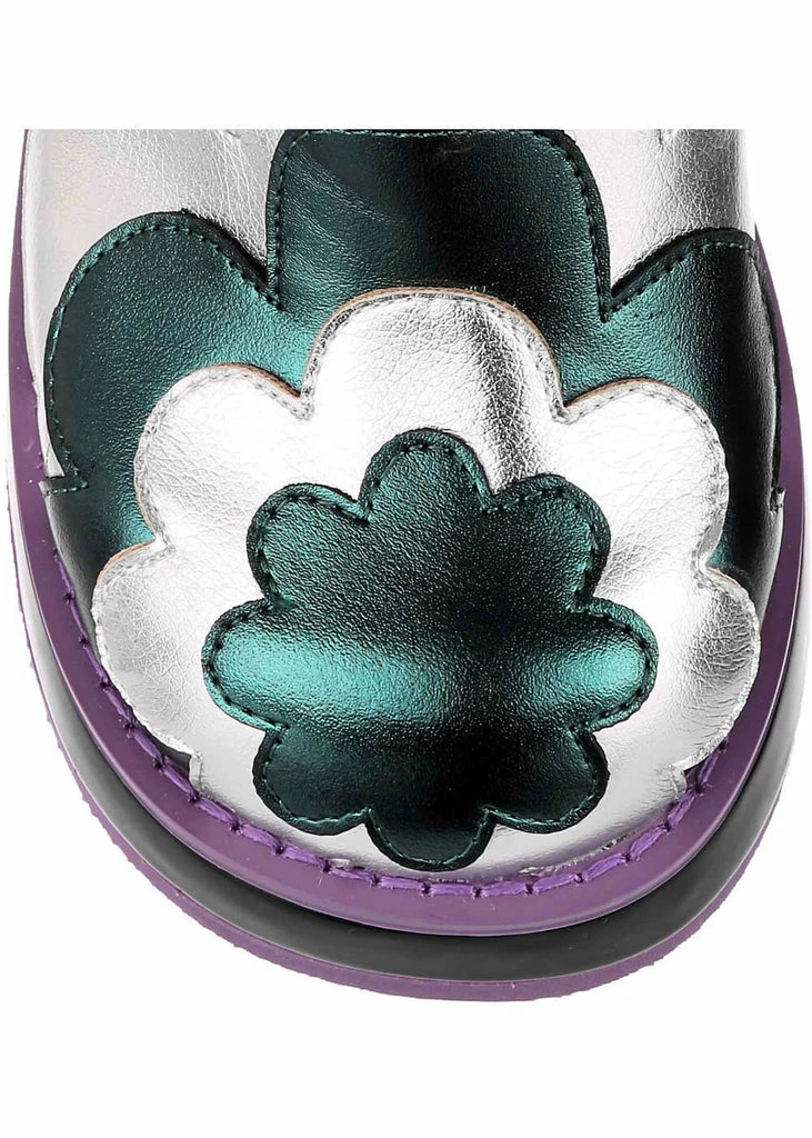 Irregular Choice Oh My Daisy 70's Boots Grey Black 5 Irregular Choice Oh My Daisy 70's Boots Grey Black - Image 4