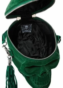 Killstar Grave Digger Velvet Skull Bag Green -Pretty Retro Sales killstar KSRA003132 grave digger bag grn 4 1024x1024