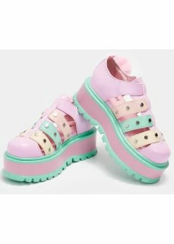 Koi Footwear Nyoka Kawaii Sandals Pastel Rainbow -Pretty Retro Sales koi footwear KA00420737 nyoka rainbow pastel 3 1024x1024