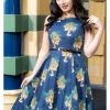 Lady V Hepburn Tigress Tigers 50's Swing Dress Blue -Pretty Retro Sales lady v AW19HEPtigress hepburn tigress dress blue 6 1024x1024