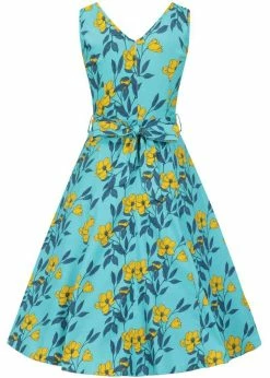 Lady Vintage Charlotte Celestial Beauty 50's Swing Dress Blue