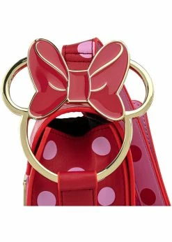 Loungefly Disney Minnie Mouse Polkadot Bow Strap Shoulderbag Pink -Pretty Retro Sales loungefly WDTB2149 minnie mouse polka crossbody bag 3 1024x1024