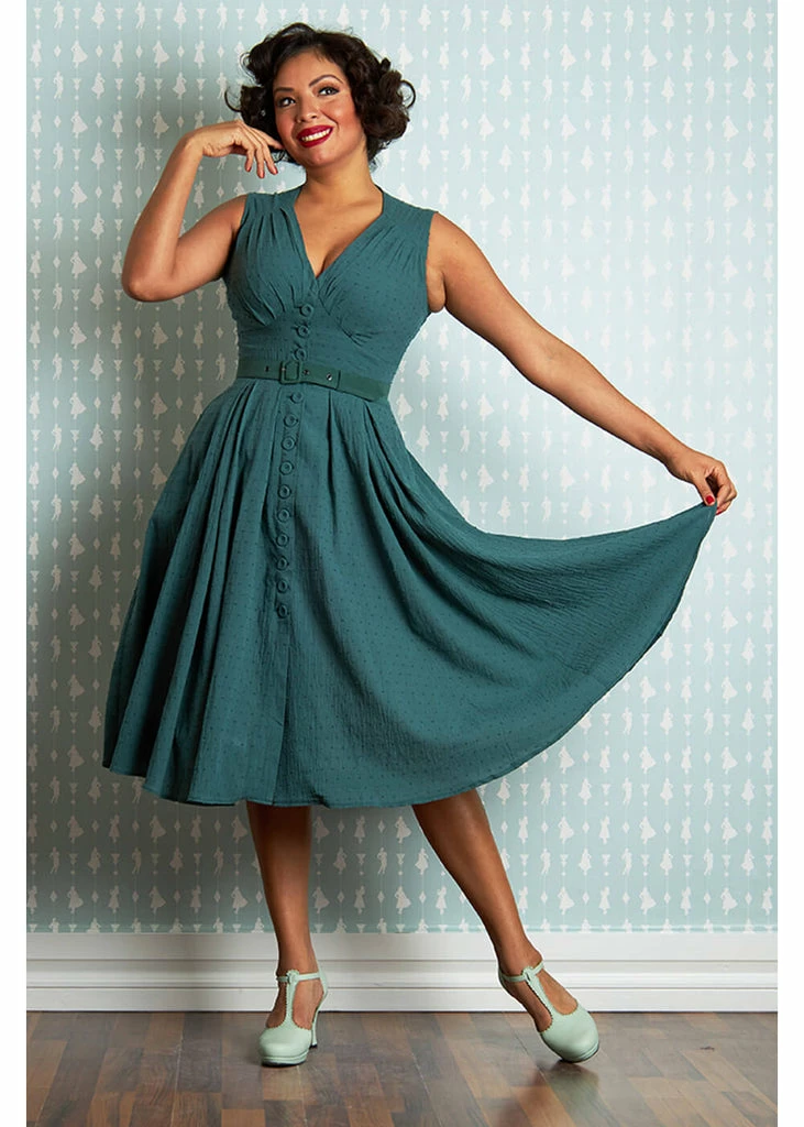 Miss Candyfloss Killah Gia 50's Swing Dress Emerald Green 3 Miss Candyfloss Killah Gia 50's Swing Dress Emerald Green