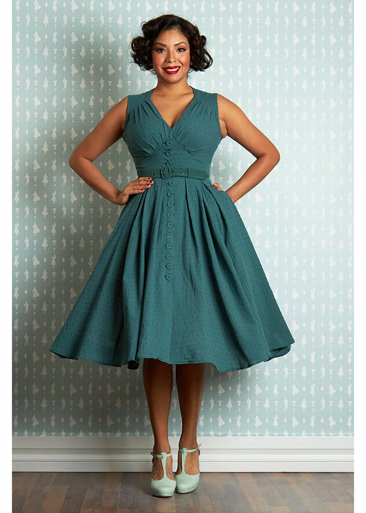 Miss Candyfloss Killah Gia 50's Swing Dress Emerald Green 6 Miss Candyfloss Killah Gia 50's Swing Dress Emerald Green - Image 4