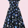 Pretty Dress Company Hourglass Verona 50's Swing Dress Black Blue