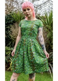 Run & Fly Camo Dino 50's Dress Green