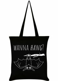 Succubus Gifts Wanna Hang? Bat Tote Bag Black