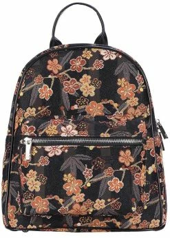 Tapestry Bags Sakura Cherry Blossom Backpack Black