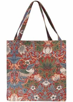 Tapestry Bags Morris Strawberry Thief Gusset Shopper Bag Red