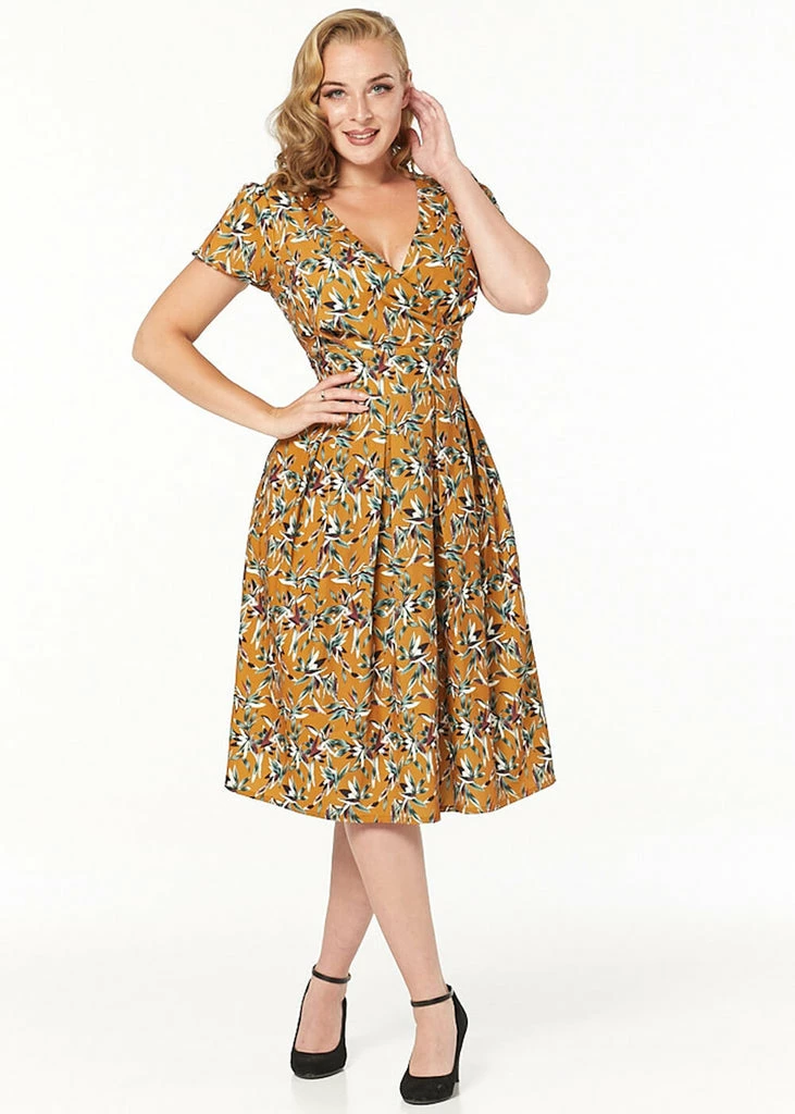 Timeless London Libby 40's Dress Caramel Brown 4 Timeless London Libby 40's Dress Caramel Brown - Image 2