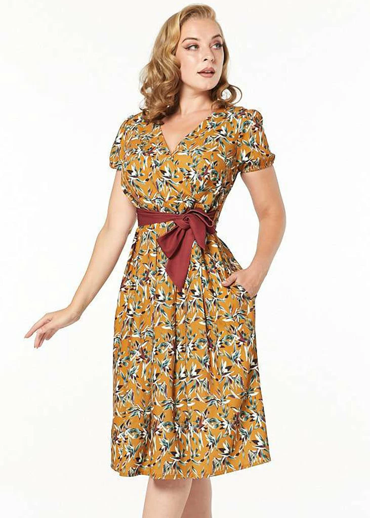 Timeless London Libby 40's Dress Caramel Brown 3 Timeless London Libby 40's Dress Caramel Brown