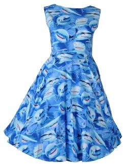 Victory Parade Rosa Shark 50's Swing Dress Blue